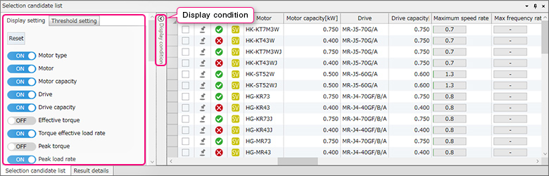 Condition tab Condition tab