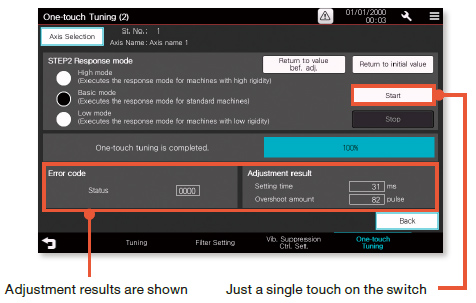 หน้าจอ One-touch tuning