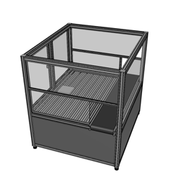 Robot enclosure with conveyor belt